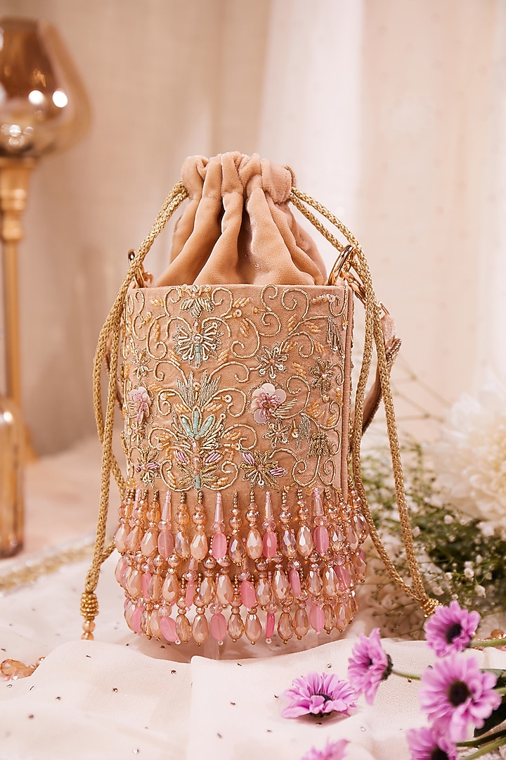 Multi-Colored Silk Cutdana Hand Embroidered Potli Bag by House of Vian at Pernia's Pop Up Shop