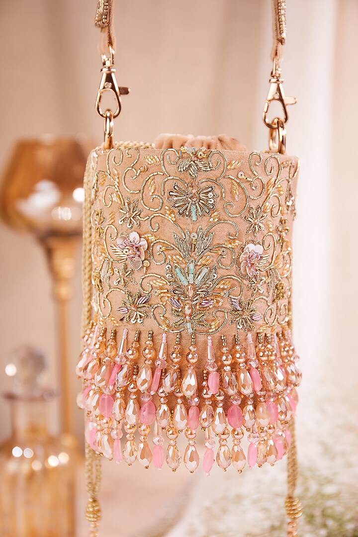 Multi-Colored Silk Cutdana Hand Embroidered Potli Bag by House of Vian at Pernia's Pop Up Shop