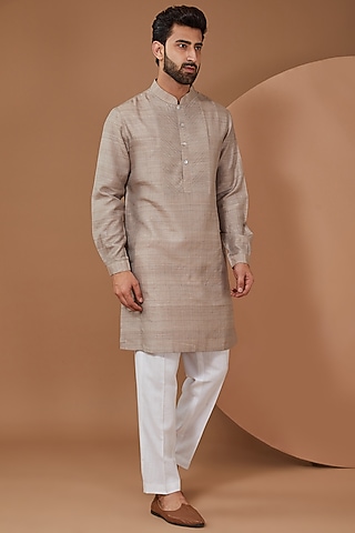 Mouse-Colored Matka Kurta Set by HEER RANJHA