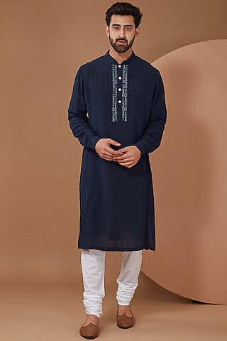 Blue Matka Hand Embroidered Kurta Set by HEER RANJHA