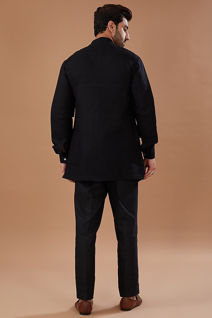 Black Cotton Linen Pant Set by HEER RANJHA at Pernia's Pop Up Shop