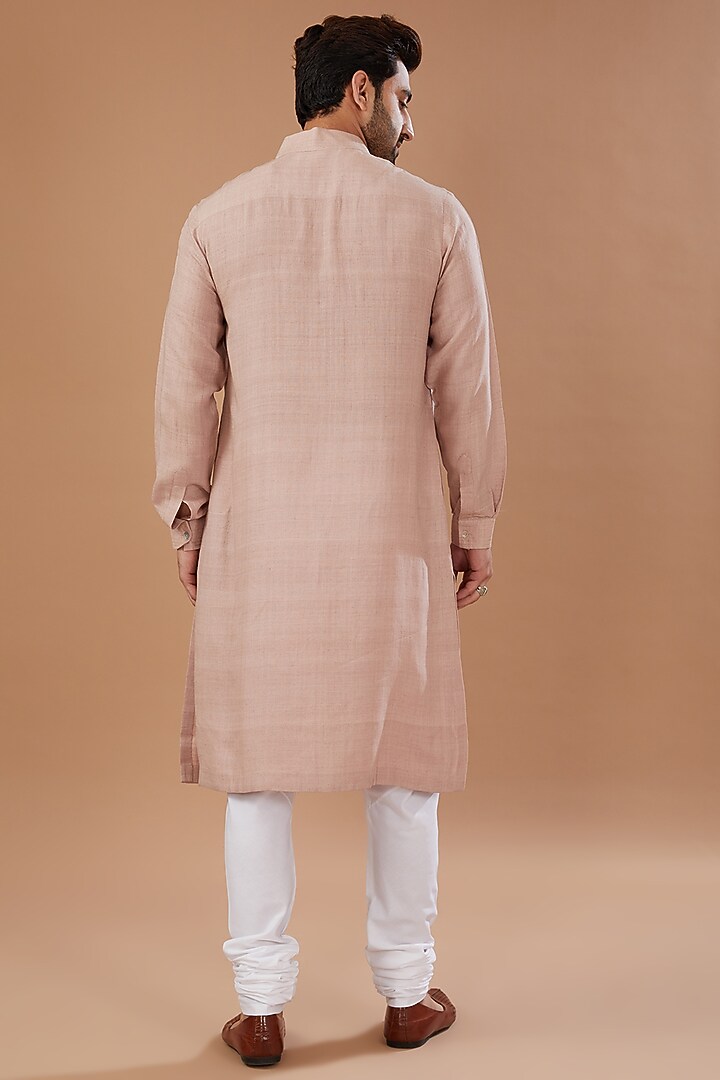 Dusty Pink Matka Silk Hand Embroidered Kurta Set by HEER RANJHA at Pernia's Pop Up Shop