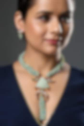 Gold Finish Kundan Polki & Beaded Necklace Set by Hrisha Jewels