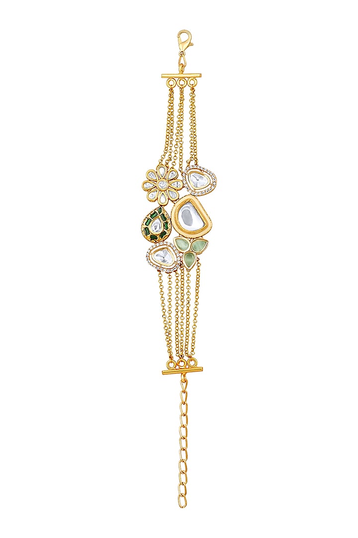Micro Gold Finish Kundan Polki & Agate Bracelet by Hrisha Jewels at Pernia's Pop Up Shop