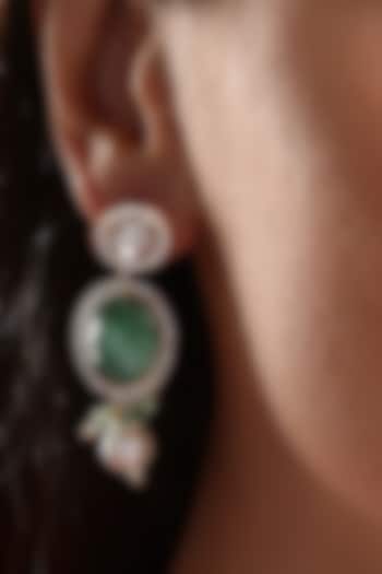 Micro Gold Finish Kundan Polki & Agate Dangler Earrings by Hrisha Jewels