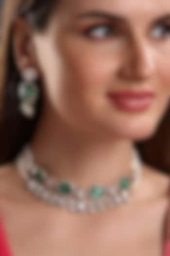Micro Gold Finish Kundan Polki & Agate Choker Necklace Set by Hrisha Jewels