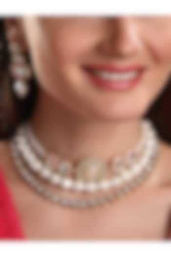 Micro Gold Finish Kundan Polki & Agate Choker Necklace Set by Hrisha Jewels