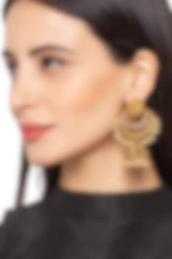 Gold Finish Tourmaline Earrings by Hrisha Jewels