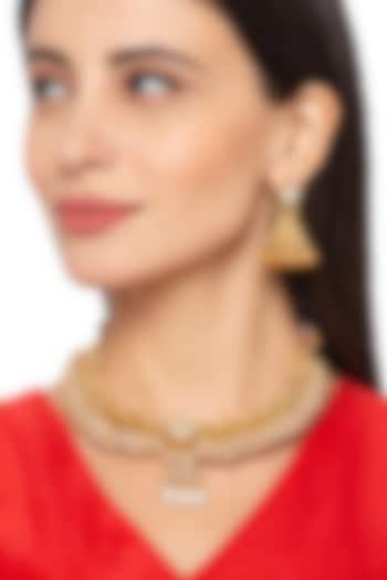 Gold Finish Choker Necklace Set by Hrisha Jewels