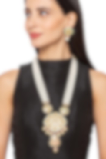 Gold Finish Long Necklace Set by Hrisha Jewels