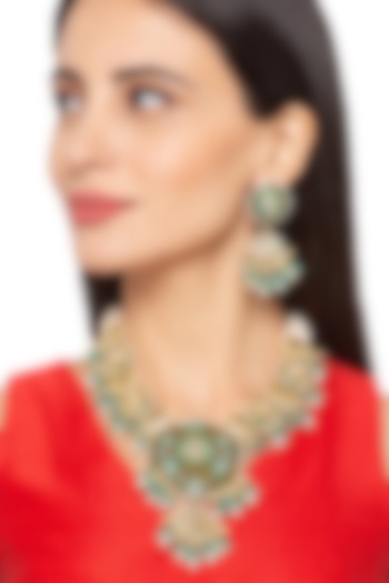 Gold Finish Necklace Set by Hrisha Jewels