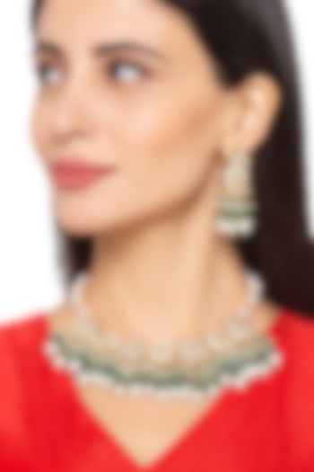 Gold Finish Pearls Choker Necklace Set by Hrisha Jewels
