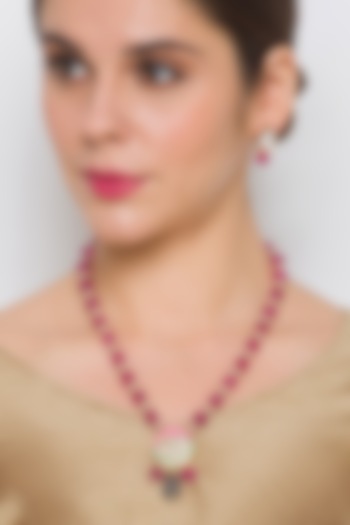 Gold Finish Handcrafted Agate Choker Necklace Set by Hrisha Jewels
