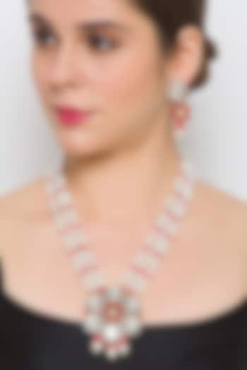 Two Tone Finish Handcrafted Shell Pearl Necklace Set by Hrisha Jewels