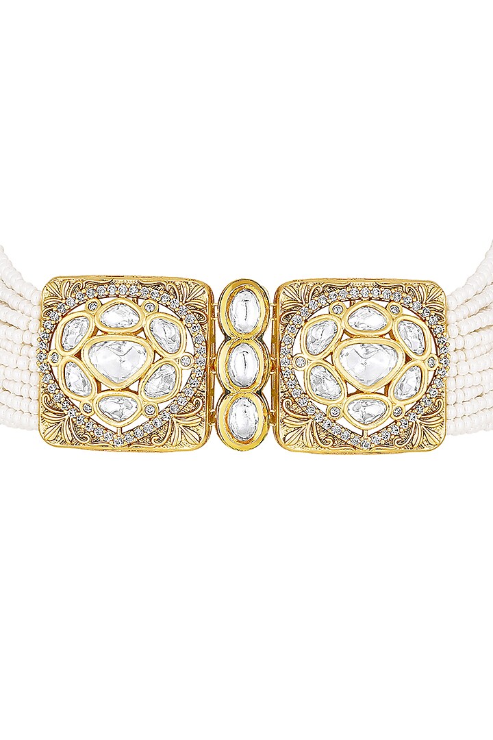 Two-Tone Finish Kundan Polki Choker Necklace Set by Hrisha Jewels at Pernia's Pop Up Shop