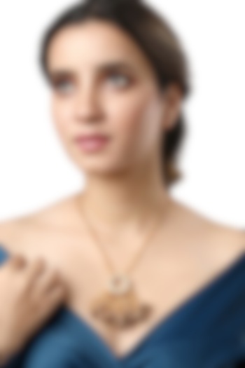 Gold Finish Kundan Polki & Pearl Necklace by Hrisha Jewels at Pernia's Pop Up Shop