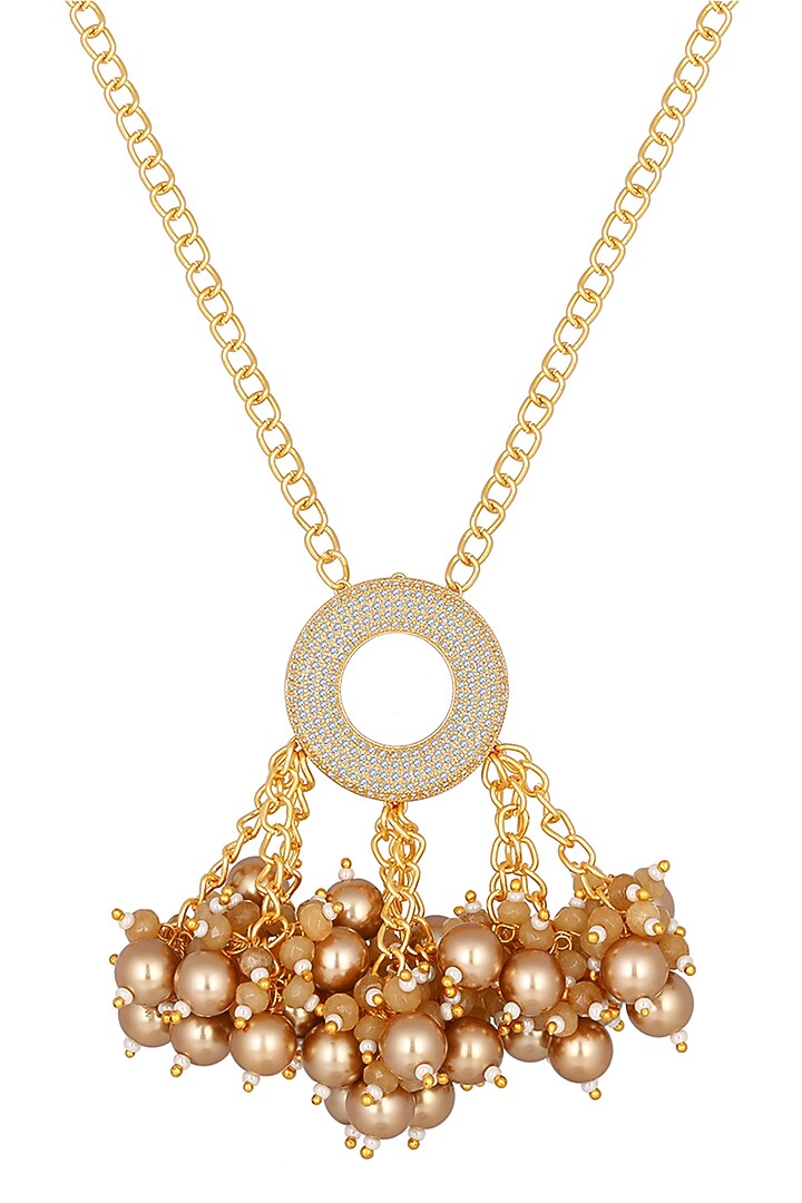 Gold Finish Kundan Polki & Pearl Necklace by Hrisha Jewels at Pernia's Pop Up Shop