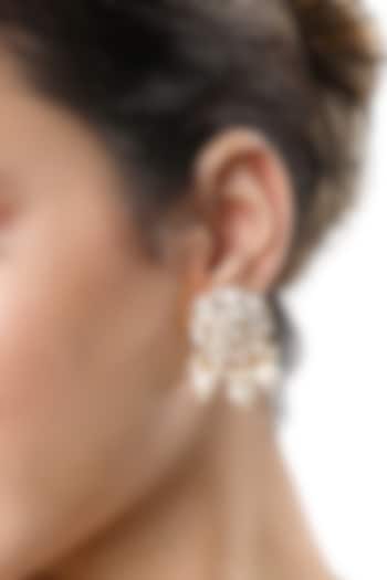 Gold Finish Kundan Polki Dangler Earrings by Hrisha Jewels at Pernia's Pop Up Shop