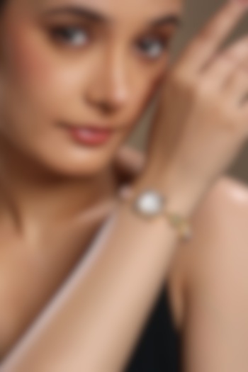 Micron Gold Finish Moissanite Kundan Polki & Cz Diamond Bracelet by Hrisha Jewels at Pernia's Pop Up Shop