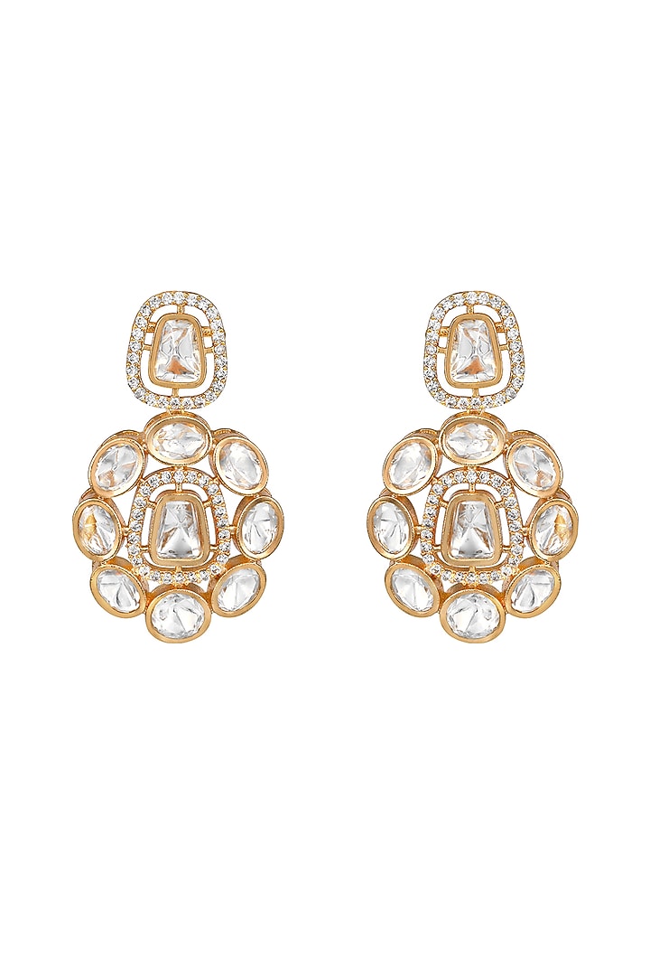 Micron Gold Finish Moissanite Kundan Polki & Cz Diamond Choker Necklace Set by Hrisha Jewels at Pernia's Pop Up Shop