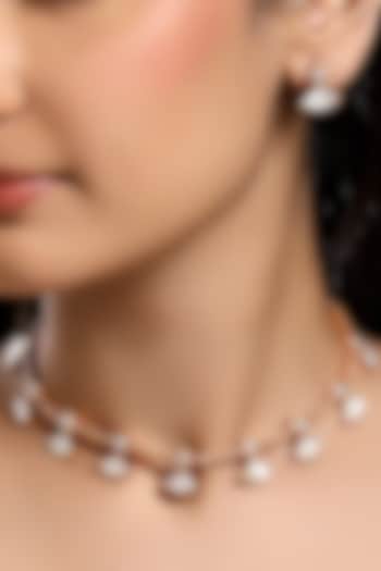 Micron Gold Finish Moissanite Kundan Polki & Mother Of Pearl Choker Necklace Set by Hrisha Jewels at Pernia's Pop Up Shop
