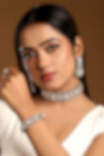 Antique Gold Finish Kundan Polki & Zircon Choker Necklace Set by Hrisha Jewels at Pernia's Pop Up Shop