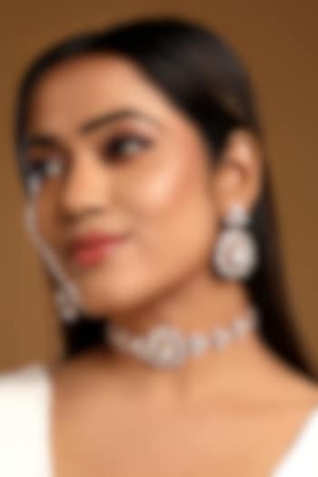 Micron Gold Finish Yellow Kundan Polki & Zircon Choker Necklace Set by Hrisha Jewels at Pernia's Pop Up Shop
