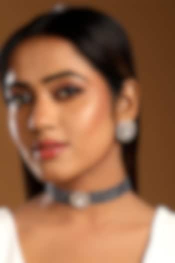Micron Gold Finish Kundan Polki & Zircon Choker Necklace Set by Hrisha Jewels at Pernia's Pop Up Shop