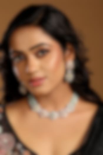 Micron Gold Finish Kundan Polki & Agate Stone Enameled Choker Necklace Set by Hrisha Jewels at Pernia's Pop Up Shop