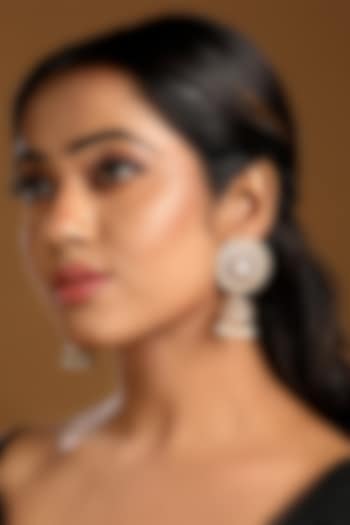Micron Gold Finish Kundan Polki & Mother Of Pearl Jhumka Earrings by Hrisha Jewels at Pernia's Pop Up Shop