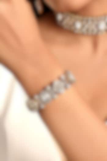 Antique Gold Finish Kundan Polki & Zircon Bracelet by Hrisha Jewels at Pernia's Pop Up Shop