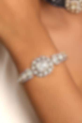 Micron Gold Finish Kundan Polki & Zircon Bracelet by Hrisha Jewels at Pernia's Pop Up Shop