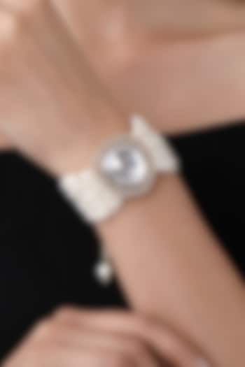 Gold Finish Cream Kundan Polki & Agates Stone Handcrafted Bracelet by Hrisha Jewels at Pernia's Pop Up Shop