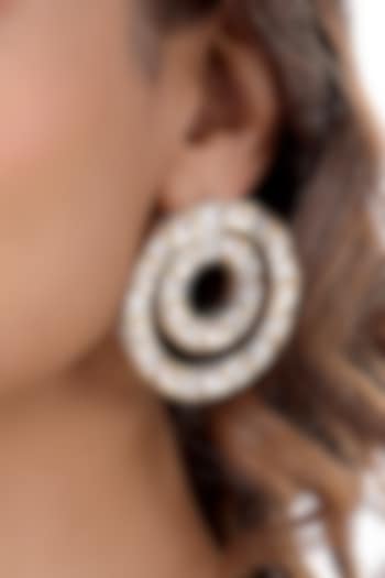 Gold Finish Kundan Polki & Agate Stones Handcrafted Stud Earrings by Hrisha Jewels at Pernia's Pop Up Shop