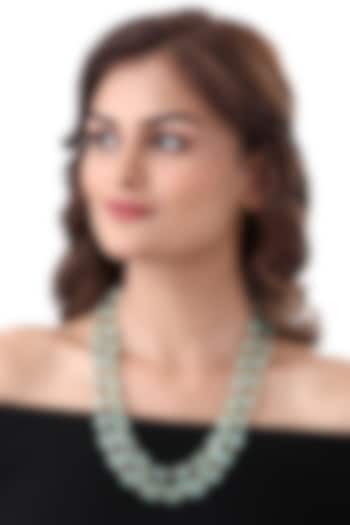 Two-Tone Finish Green Onyx Handcrafted Mala Necklace by Hrisha Jewels