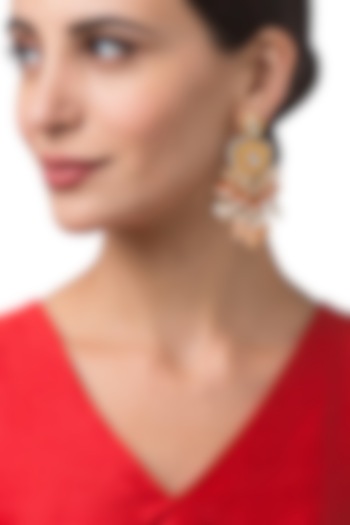 Micron Gold Finish Beaded & Pearl Earrings by Hrisha Jewels