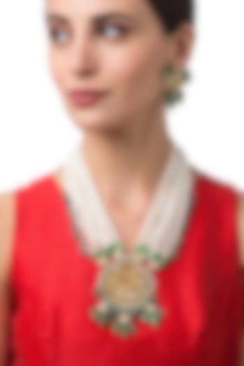 Micron Gold Finish Pearl Necklace Set by Hrisha Jewels