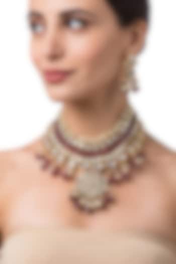 Micron Gold Finish Beaded Necklace Set by Hrisha Jewels