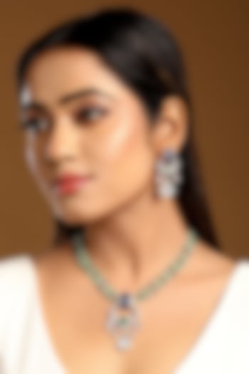 Gold Finish Kundan Polki & Agate Stone Necklace Set by Hrisha Jewels at Pernia's Pop Up Shop