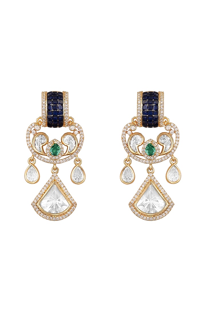 Gold Finish Kundan Polki & Agate Stone Necklace Set by Hrisha Jewels at Pernia's Pop Up Shop
