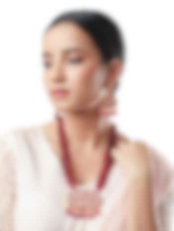 Micron Gold Finish Tumble Stones Necklace Set by Hrisha Jewels at Pernia's Pop Up Shop