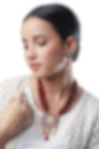 Micron Gold Finish Necklace Set With Agate & Onyx Stones by Hrisha Jewels at Pernia's Pop Up Shop