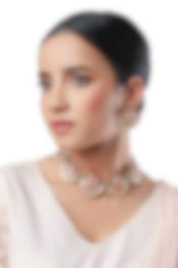 Micron Gold Finish Tumble Stones Choker Necklace Set by Hrisha Jewels at Pernia's Pop Up Shop