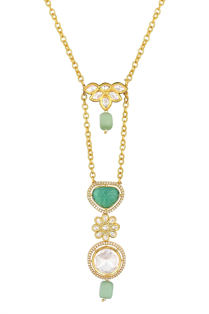 Micron Gold Finish Handcrafted Long Necklace by Hrisha Jewels at Pernia's Pop Up Shop