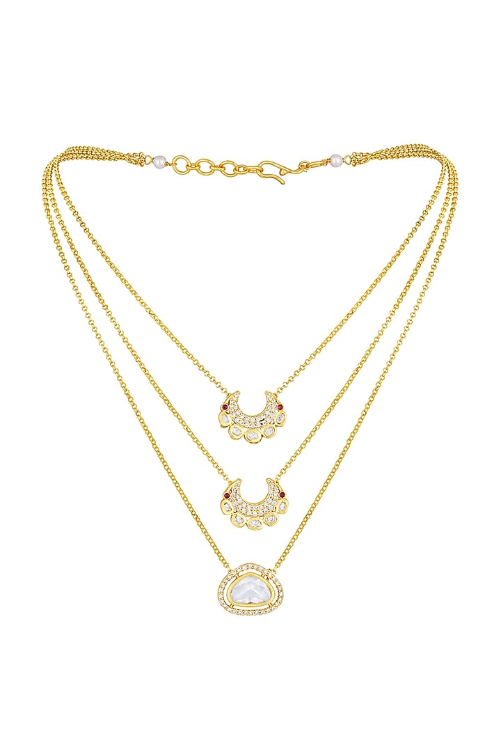 Micron Gold Finish Agate & Onyx Tumble Necklace by Hrisha Jewels at Pernia's Pop Up Shop