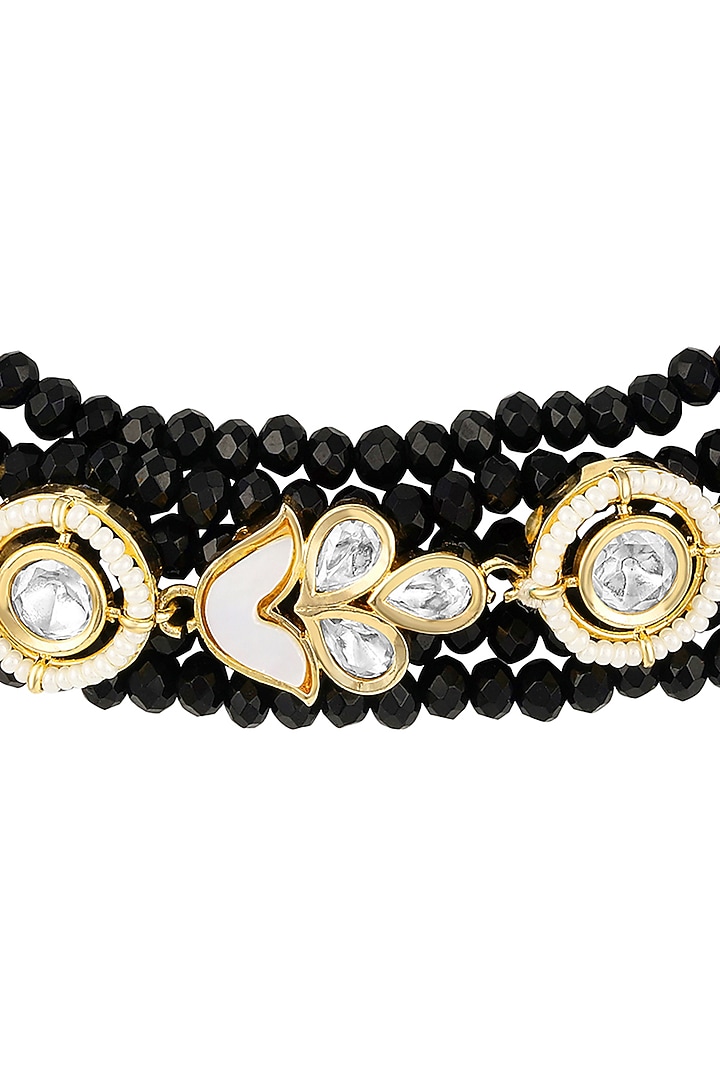 Micron Gold Finish Black Agate Stone Choker Necklace by Hrisha Jewels at Pernia's Pop Up Shop