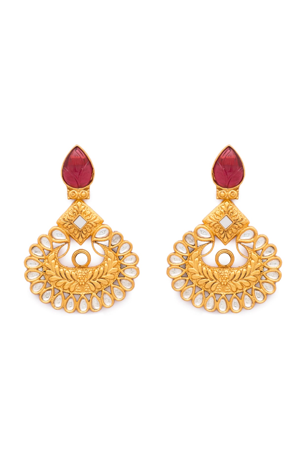 Malabar Gold & Diamonds Ruby and Emerald BIS Hallmark 22kt (916) Yellow Gold  Chandbali Earrings For Women (ERSNGGM056) : Amazon.in: Fashion