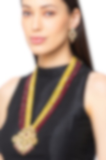 Gold Finish Polki & Agate Necklace Set by Hrisha Jewels
