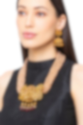 Gold Finish Tumble Beaded Necklace Set by Hrisha Jewels