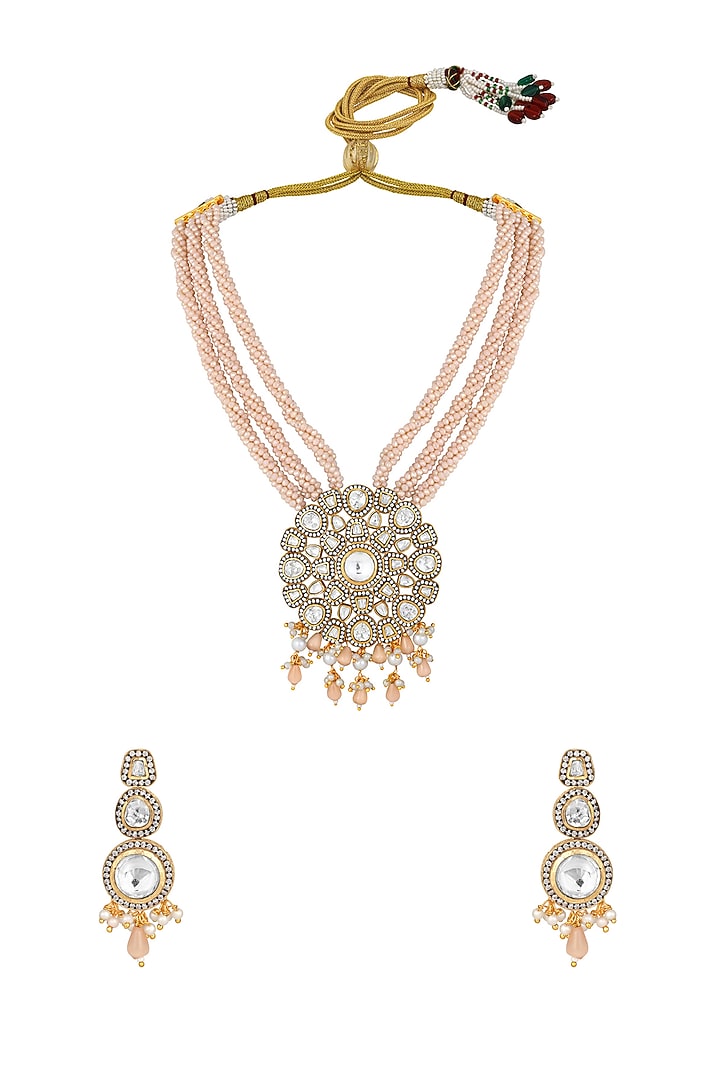 Two-Tone Finish Kundan Polki Mala Set by Hrisha Jewels at Pernia's Pop Up Shop